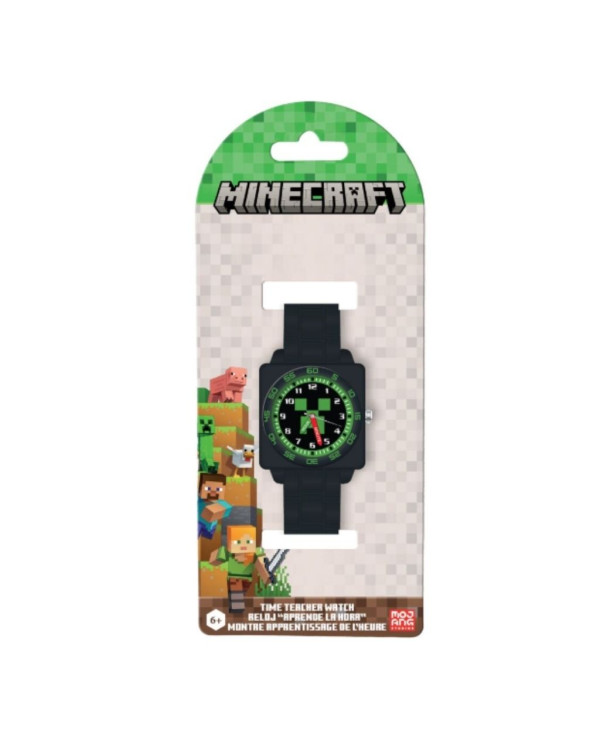 Reloj de pulsera analógico negro de Minecraft