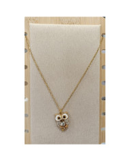 Collar de acero inoxidable con colgante de búho.