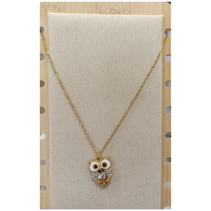 Collar de acero inoxidable con colgante de búho.