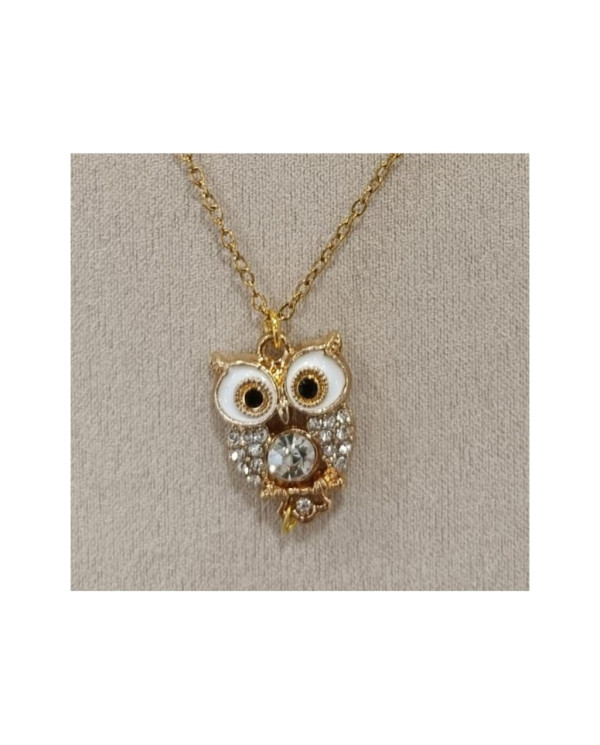 Collar de acero inoxidable con colgante de búho.