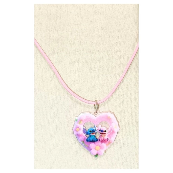 COLLAR CORAZÓN ROSA ÁNGEL & STITCH 1 UNIDAD