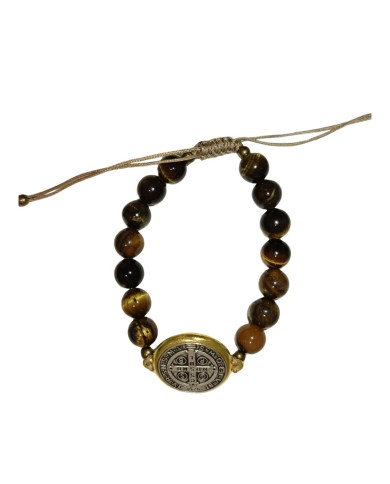 PULSEIRA DE PROTEÇÃO SÃO BENTO E OLHO DE TIGRE AJUSTÁVEL 1UNID