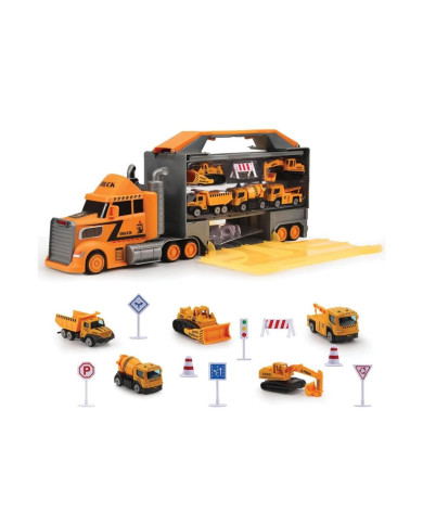 GIROS 2 EM 1 CAMIÃO CONSTRUÇÃO E CONTENTOR C/ VEICULOS E PISTA