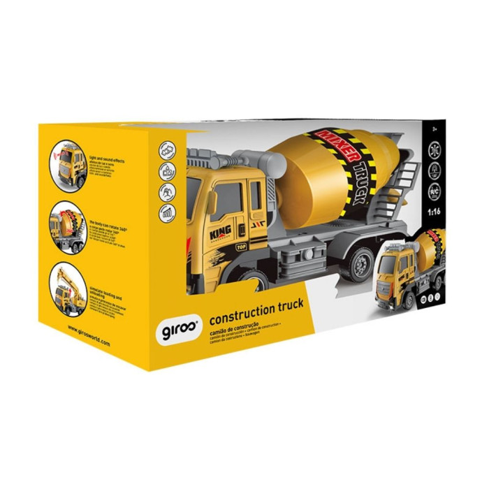CAMIÃO BETONEIRA 1:16 R/C 6 FUNÇÕES E LUZES