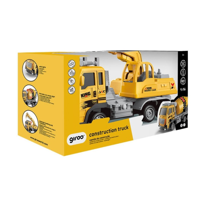 CAMIÃO GRUA 1:16 COM R/C 6 FUNÇÕES E LUZES