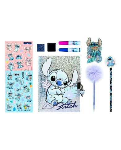 Set de escritura Stitch con diario brillante