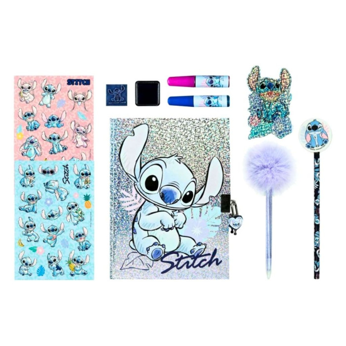 Set de escritura Stitch con diario brillante