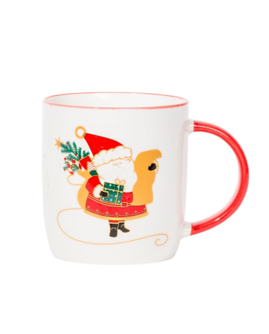 Taza blanca navideña de 360 ​​ml - Papá Noel
