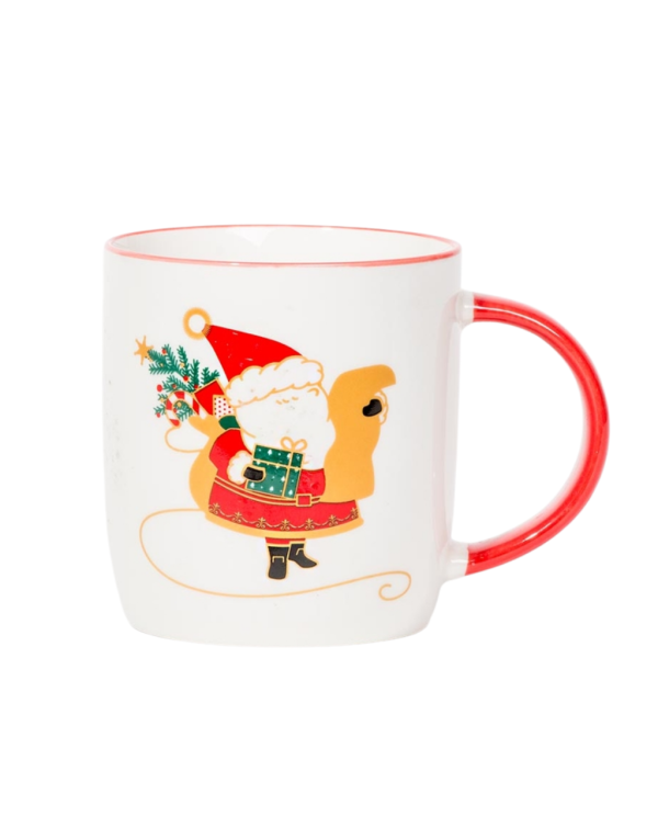 Taza blanca navideña de 360 ​​ml - Papá Noel