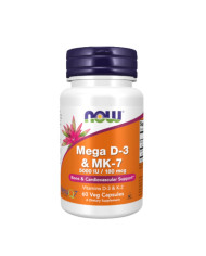 NOW MEGA D-3 y MK-7 5000IU/180MCG – 60 CÁPSULAS