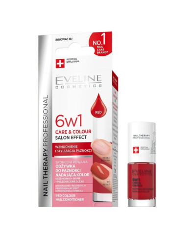 EVELINE TRATAMIENTO DE UÑAS 6 EN 1 CON COLOR ROJO 5 ML