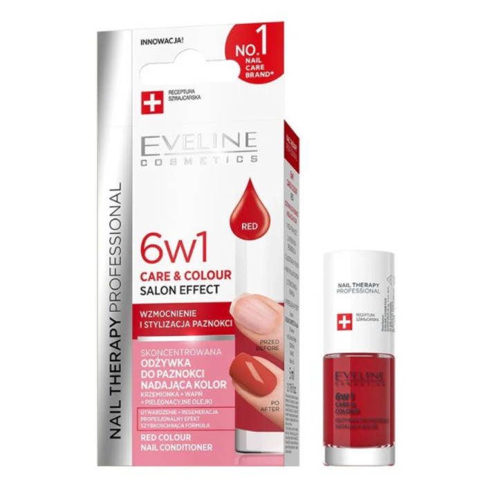 EVELINE TRATAMENTO UNHAS 6 EM 1 COM COR RED 5 ML