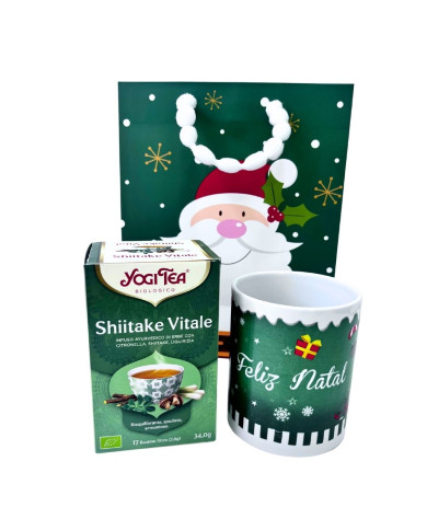 PACK NATAL YOGI TEA SHIITAKE VITALE + CANECA DE NATAL 360 ML