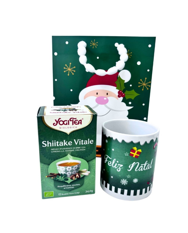 PACK NATAL YOGI TEA SHIITAKE VITALE + CANECA DE NATAL 360 ML