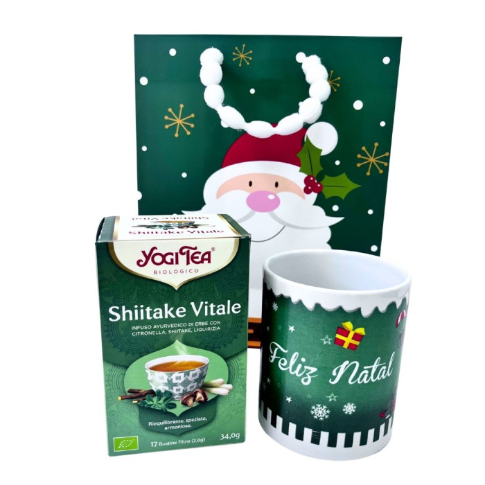 PACK NATAL YOGI TEA SHIITAKE VITALE + CANECA DE NATAL 360 ML