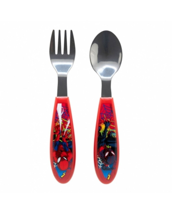 SPIDERMAN JUEGO DE CUBIERTOS DE METAL - CUCHARA Y TENEDOR