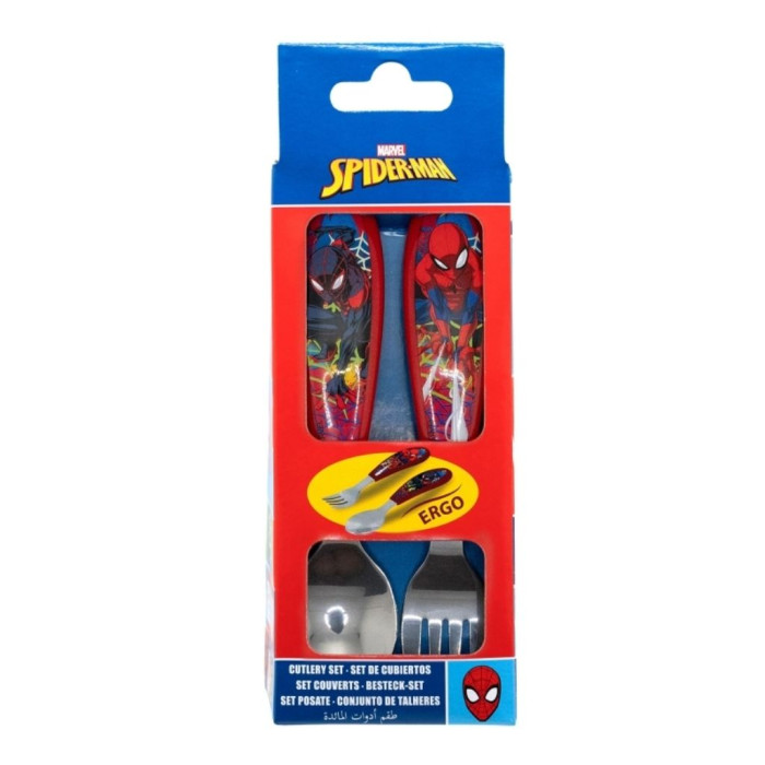 SPIDERMAN JUEGO DE CUBIERTOS DE METAL - CUCHARA Y TENEDOR