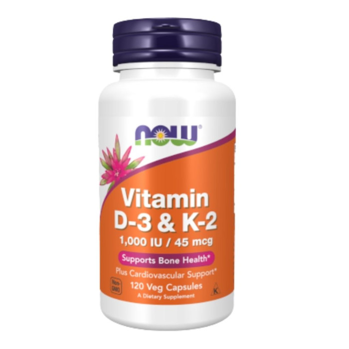 NOW VITAMIN D-3  K-2 1000 IU/45 mcg – 120 CÁPSULAS