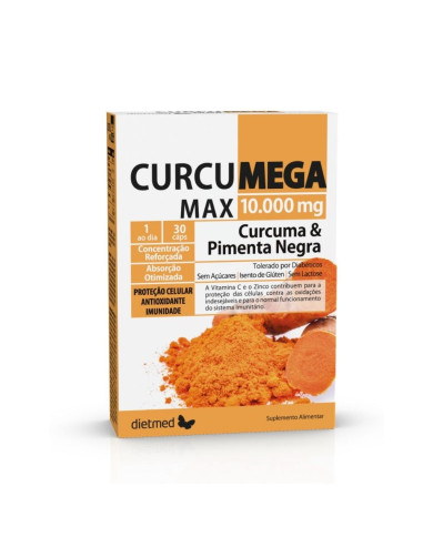 CURCUMEGA MAX 10000MG - CURCUMA & PIMENTA NEGRA CÁPSULAS