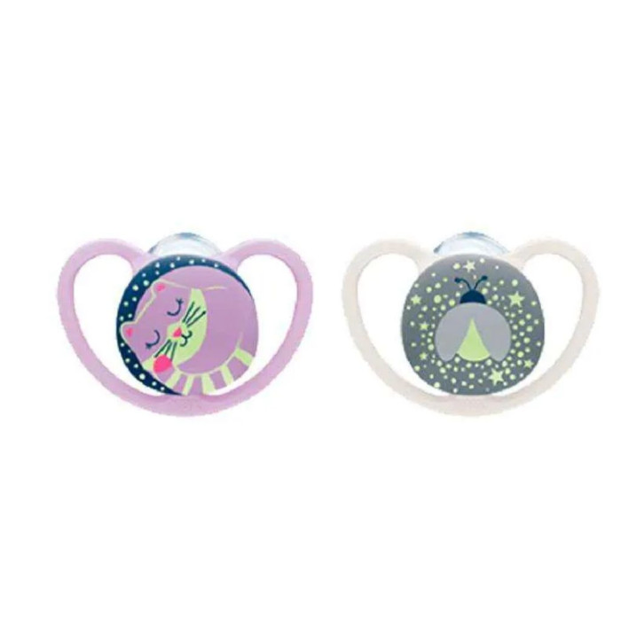 NUK CHUPETE SPACE NOCHE 0-6M AZUL 2 UD.