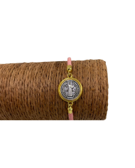 PULSERA ROSA DE PROTECCIÓNDE SAN BENITO, AJUSTABLE 1 UNIDAD