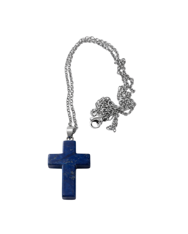 COLAR CRUZ LÁPIZ LAZULI