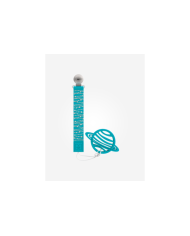 CINTA SARO PORTA CHUPETE + DIENTES DE SILICONA AZUL