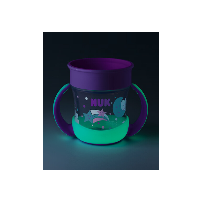 NUK Mini Magic Cup Night Roxo, 160 ml, brilha no escuro