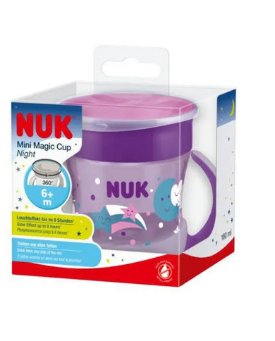 NUK Mini Magic Cup Night Roxo, 160 ml, brilha no escuro