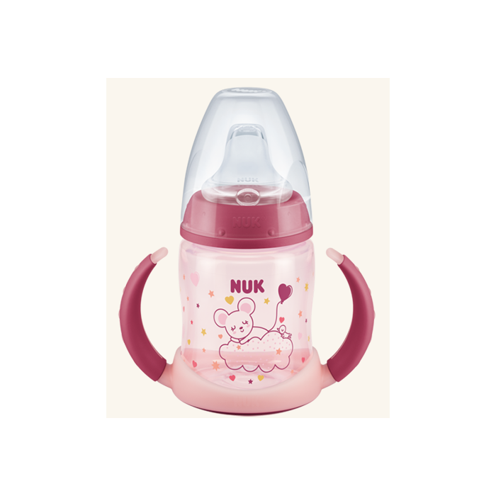 NUK Biberão de Aprendizagem First Choice, 6-18M 150ml brilha no escuro rosa