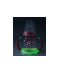 BIBERÓN DE APRENDIZAJE NUK FIRST CHOISE, 6-18M 150 ml QUE BRILLA EN LA OSCURIDAD ROSA