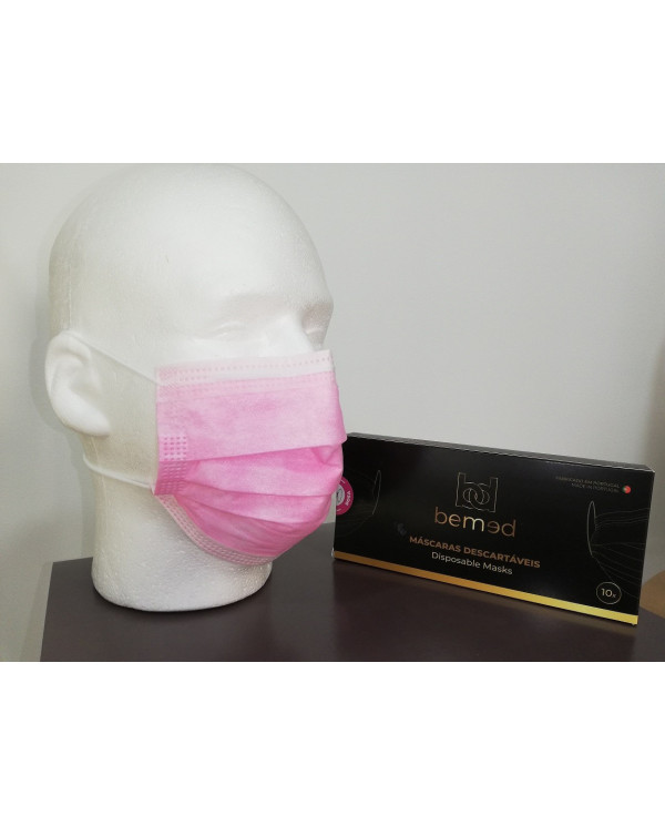 MASCARILLAS QUIRÚRGICAS  ROSAS 10 UNIDADES Bemed