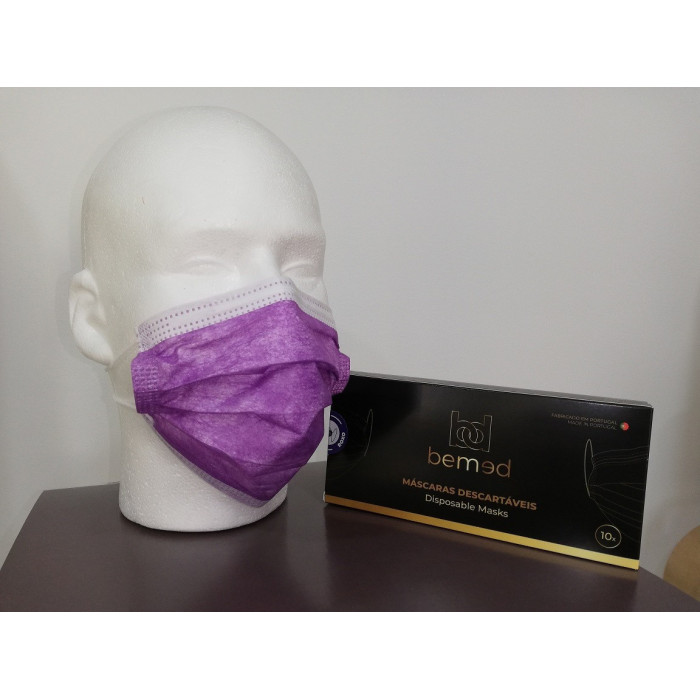 MÁSCARAS CIRÚRGICAS ROXA 10UN BEMED
