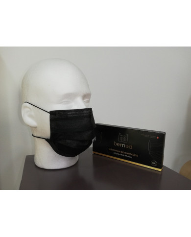 MÁSCARAS CIRÚRGICAS PRETAS 10UN BEMED