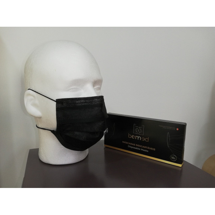 MÁSCARAS CIRÚRGICAS PRETAS 10UN BEMED