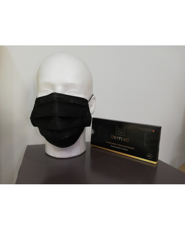 MÁSCARAS CIRÚRGICAS PRETAS 10UN BEMED