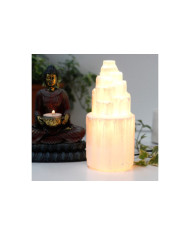 Candeeiro natural da torre de Selenite - 20 cm