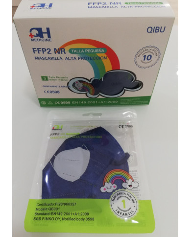 MÁSCARAS FFP2 CRIANÇA AZUL CX 10UN