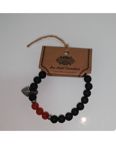 Pulseira Pedra Lava - Hacha - Cornalina 1un