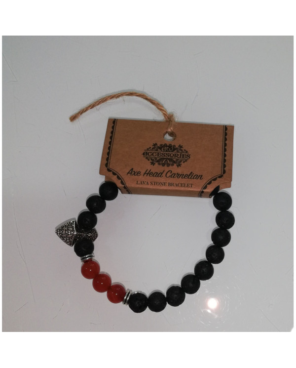 Pulseira Pedra Lava - Hacha - Cornalina 1un