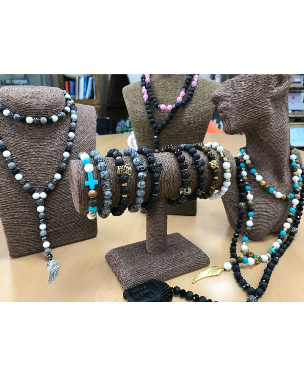 Pulseira Asas Anjo Agata Negra 1un