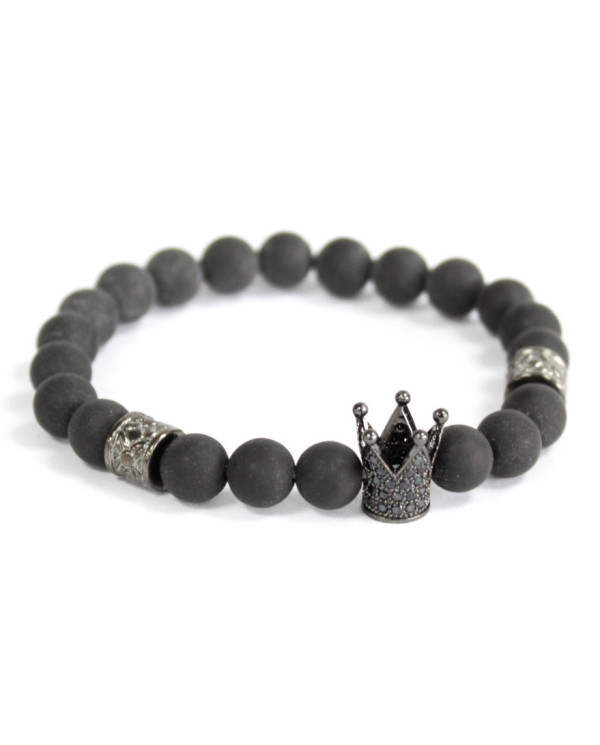 PULSERA  CORONA DE CRISTAL - ÁGATA NEGRA 1 UNIDAD