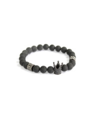 PULSERA  CORONA DE CRISTAL - ÁGATA NEGRA 1 UNIDAD