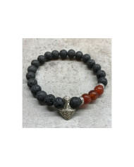 Pulseira Pedra Lava - Hacha - Cornalina 1un
