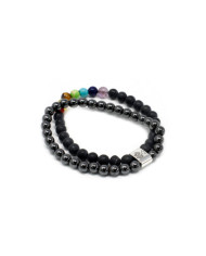 Pulseira de pedras preciosas magnéticas - Chakra de pedra preta 1un
