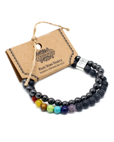 PULSERA MAGNÉTICA DE PIEFRAS PRECIOSAS - PIEDRA CHAKRA NEGRA 1 UNIDAD