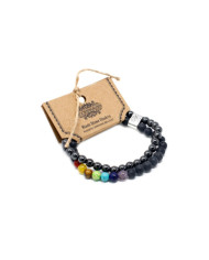 PULSERA MAGNÉTICA DE PIEFRAS PRECIOSAS - PIEDRA CHAKRA NEGRA 1 UNIDAD