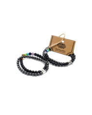 Pulseira de pedras preciosas magnética - Chakra de pedra preta 1un