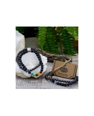 Pulseira de pedras preciosas magnéticas - Chakra de pedra preta 1un