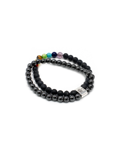 PULSERA MAGNÉTICA DE PIEFRAS PRECIOSAS - PIEDRA CHAKRA NEGRA 1 UNIDAD
